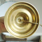 Lampe bougeoir ancien en laiton avec son abat-jour fait main en tissu de William Morris