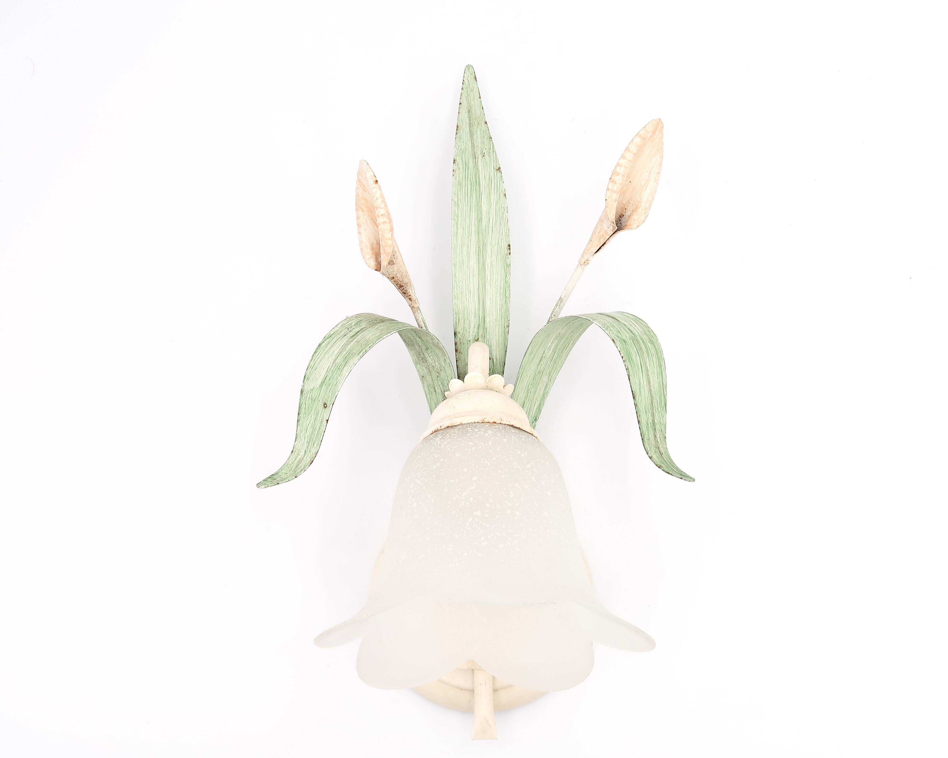 Tulip wall light with leaves and flowers, 80s