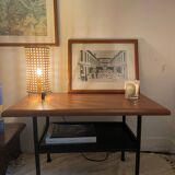Side table / end table in wood and old metal