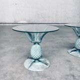 Hollywood Regency Style Brass Patinated Pineapple Side Tables, France, 1970s, Set of 2