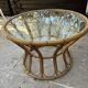 Table basse ronde en rotin et verre