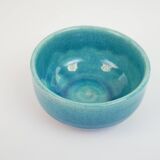 blue ceramic bowl with crackled enamel