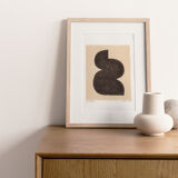 One-design painting on dated and signed paper without frame