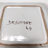 Set of Six Vintage Square Hand-Crafted Earthenware Plates by De Simone, Italy