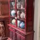 Bibliothèque En Bois Laqué Rouge Sculpté et dorure