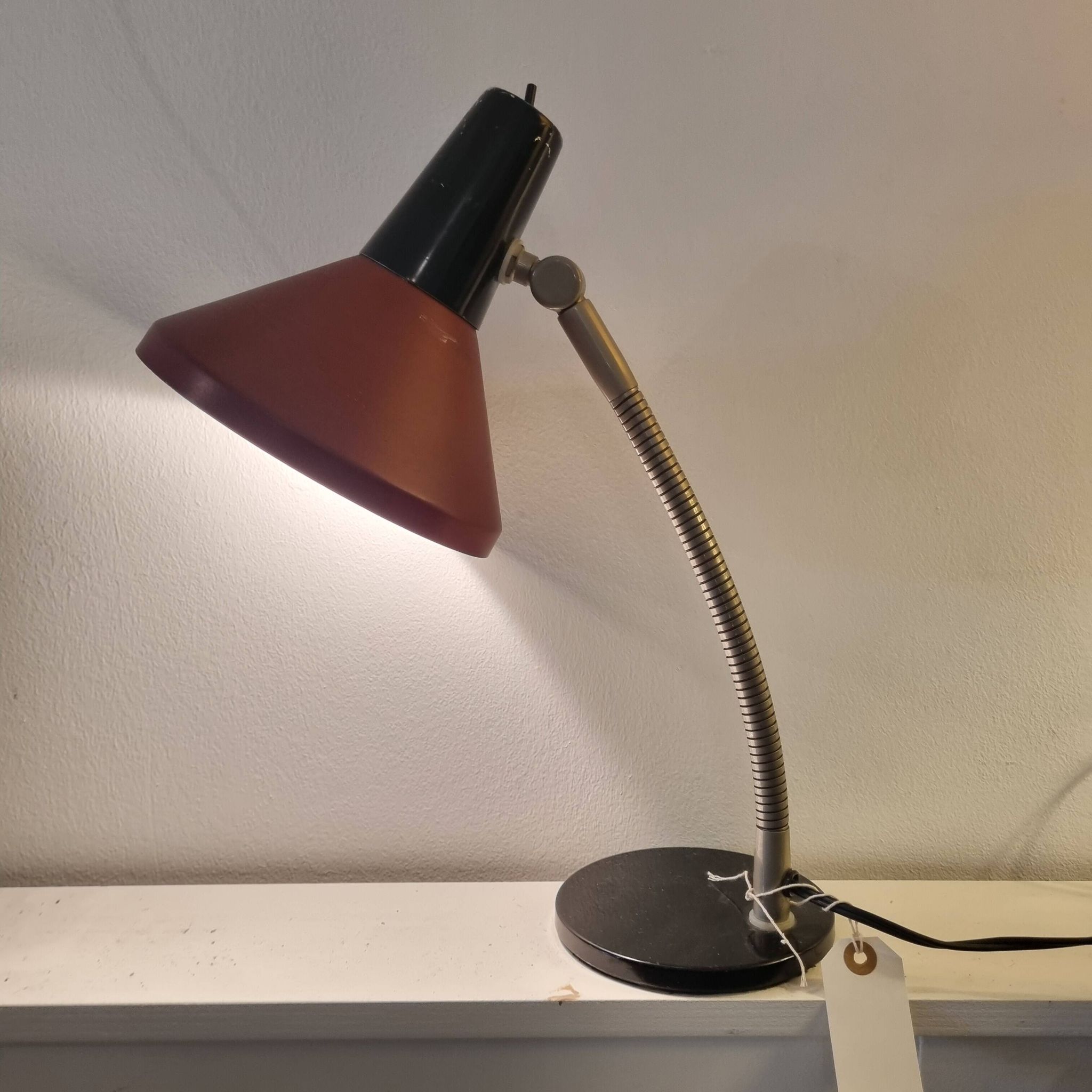 Vintage black and Red HALA desk lamp, 1950s