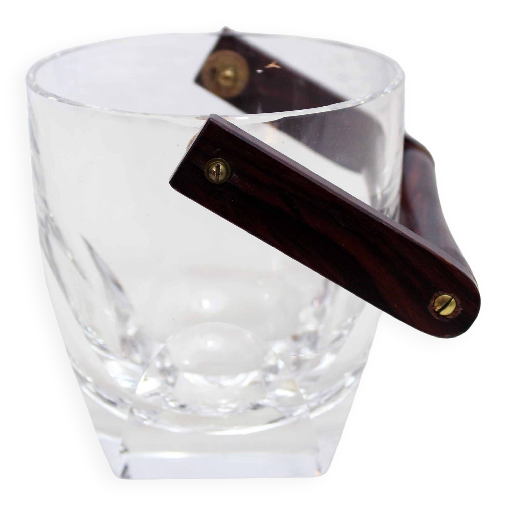 Crystal and wood ice bucket 1970