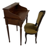 Old-fashioned secretary desk and chair set.