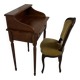 Old-fashioned secretary desk and chair set.