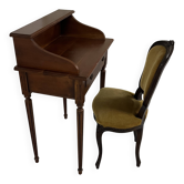 Old-fashioned secretary desk and chair set.