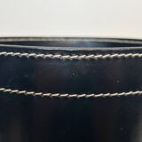 Black leather and brass desk basket