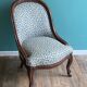 Blue shepherd's chair in mahogany era 19th