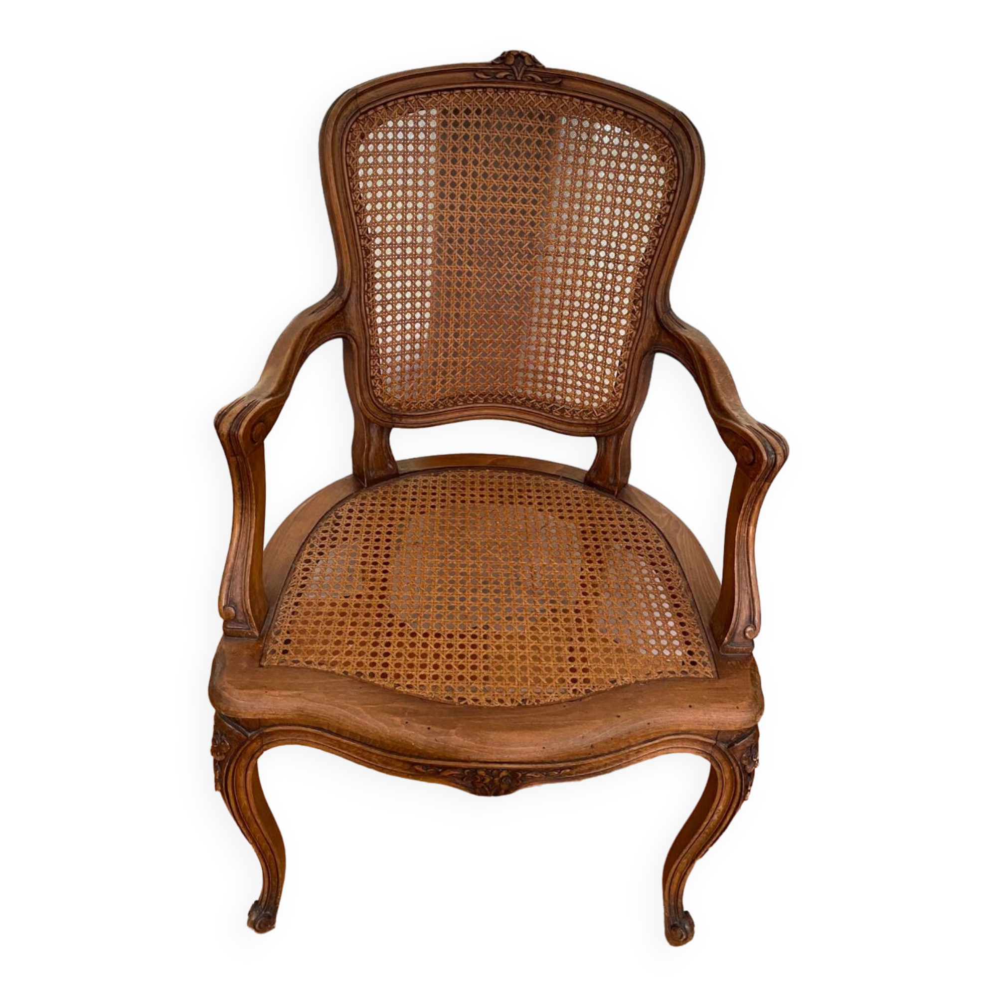 Louis XV style caned armchair