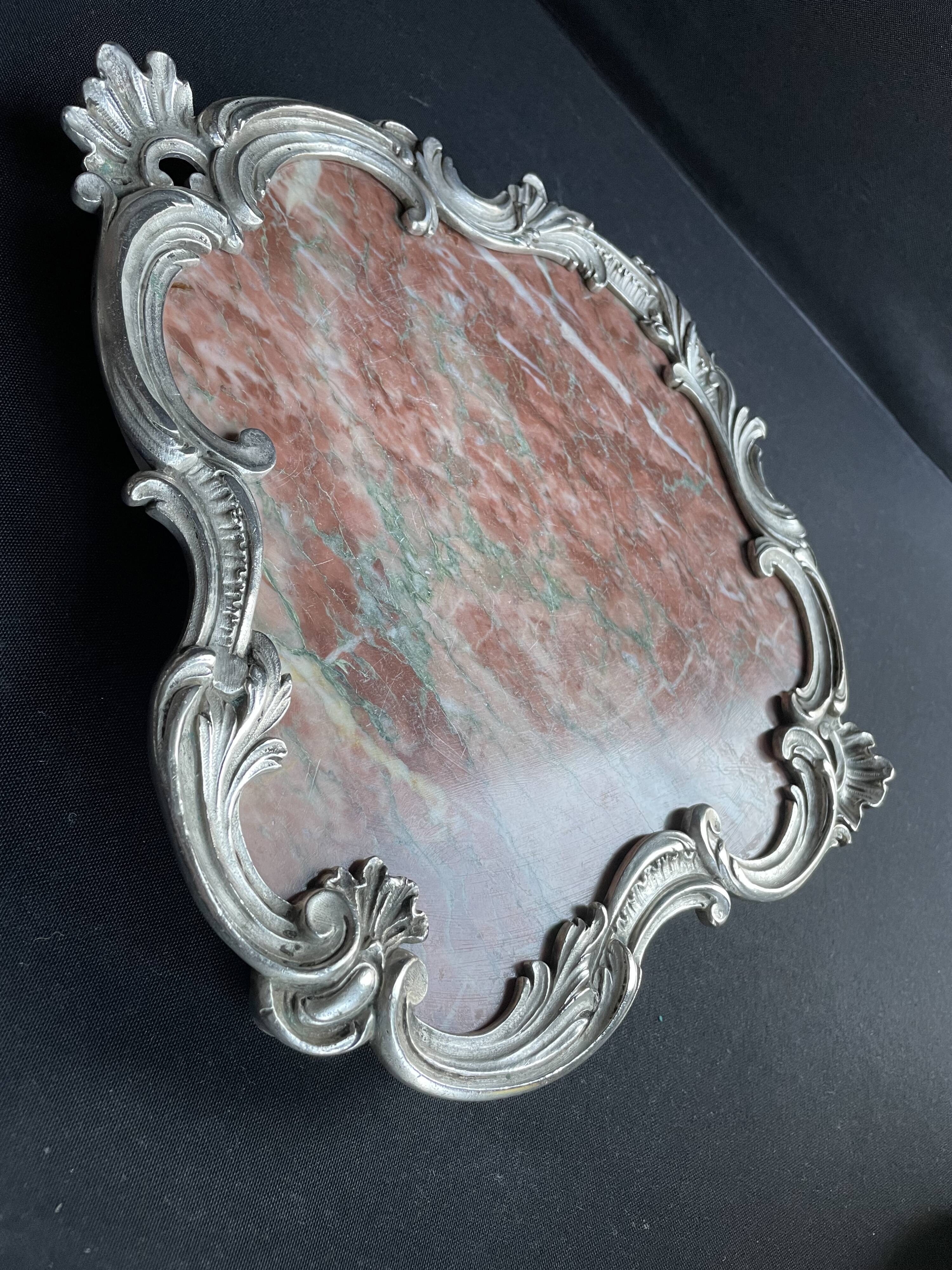 Base or support in marble and bronze silvered Louis XV-Rocaille style