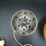 Ancienne lampe bougie brûle parfum design 1970 en aluminium et verre pop art