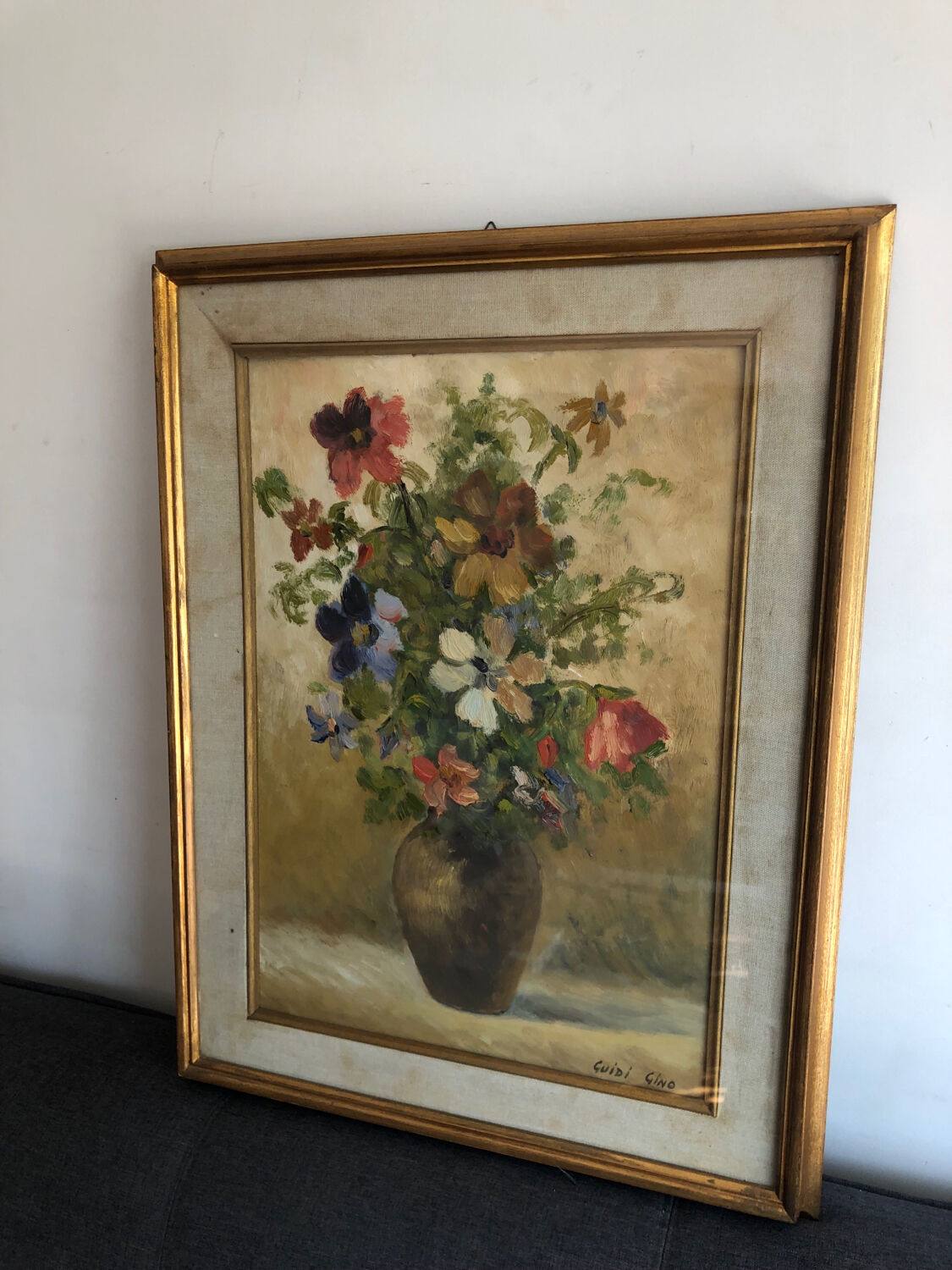 Oil on cardboard by Guidi Gino still life