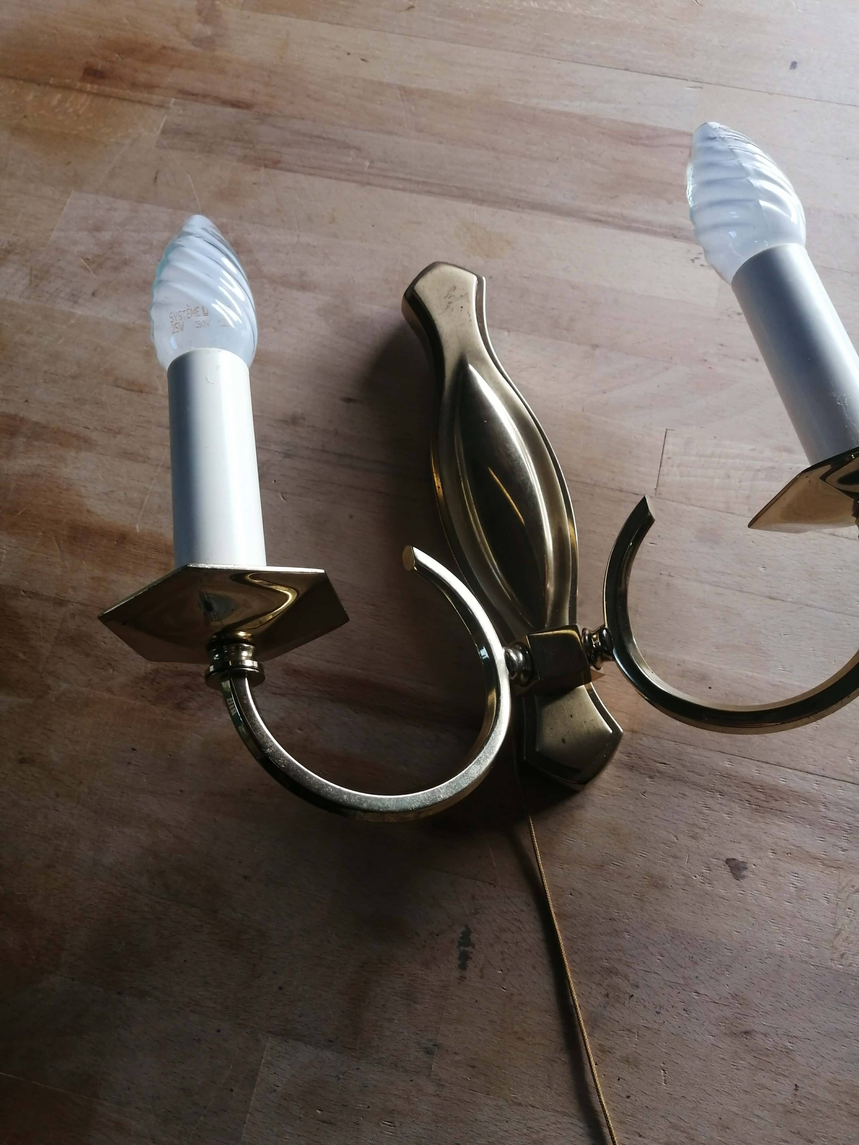 Vintage Empire style gold-plated brass wall sconce