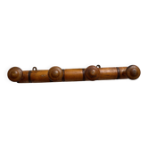Antique turned wood wall coat rack