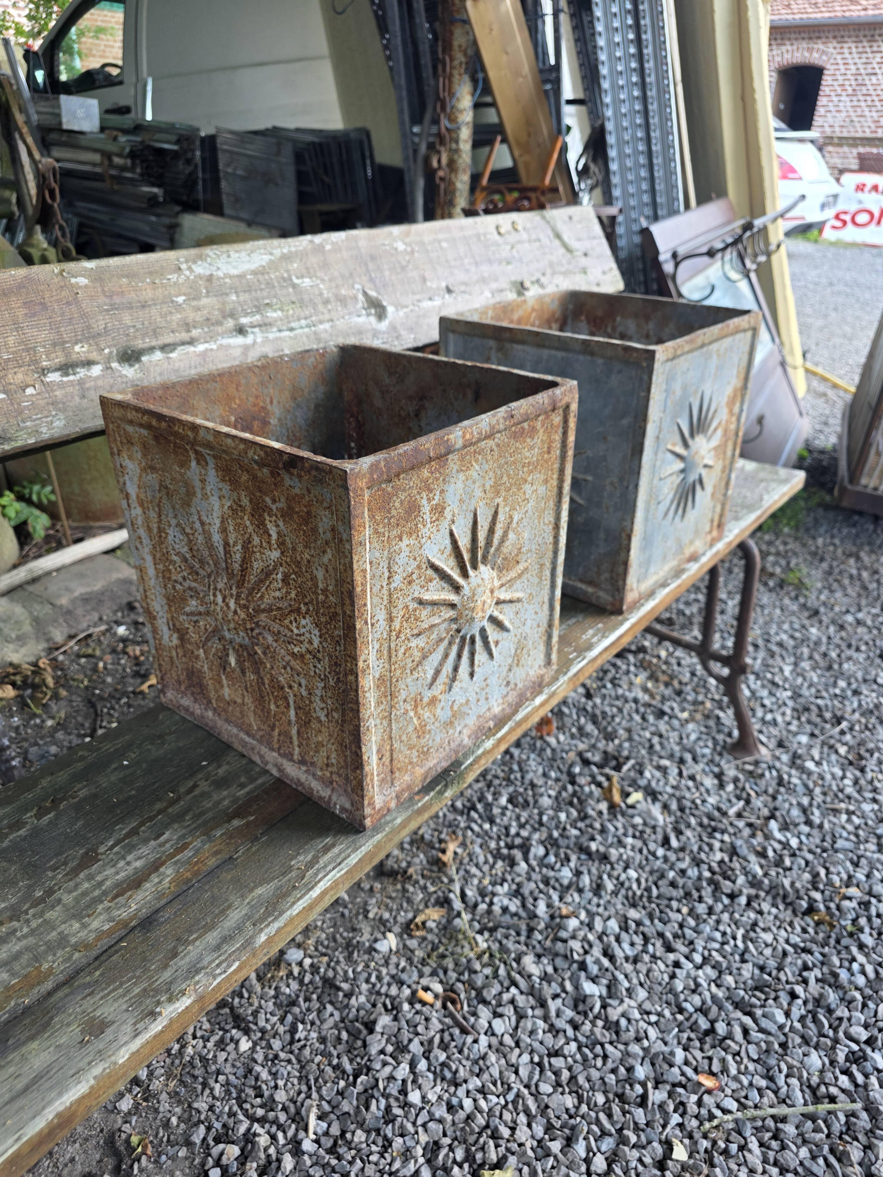 Pair of cast iron planters