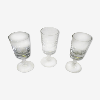 Series of 3 thick-bottomed bistro liqueur glasses