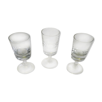 Series of 3 thick-bottomed bistro liqueur glasses