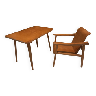 Children's armchair and desk in beech