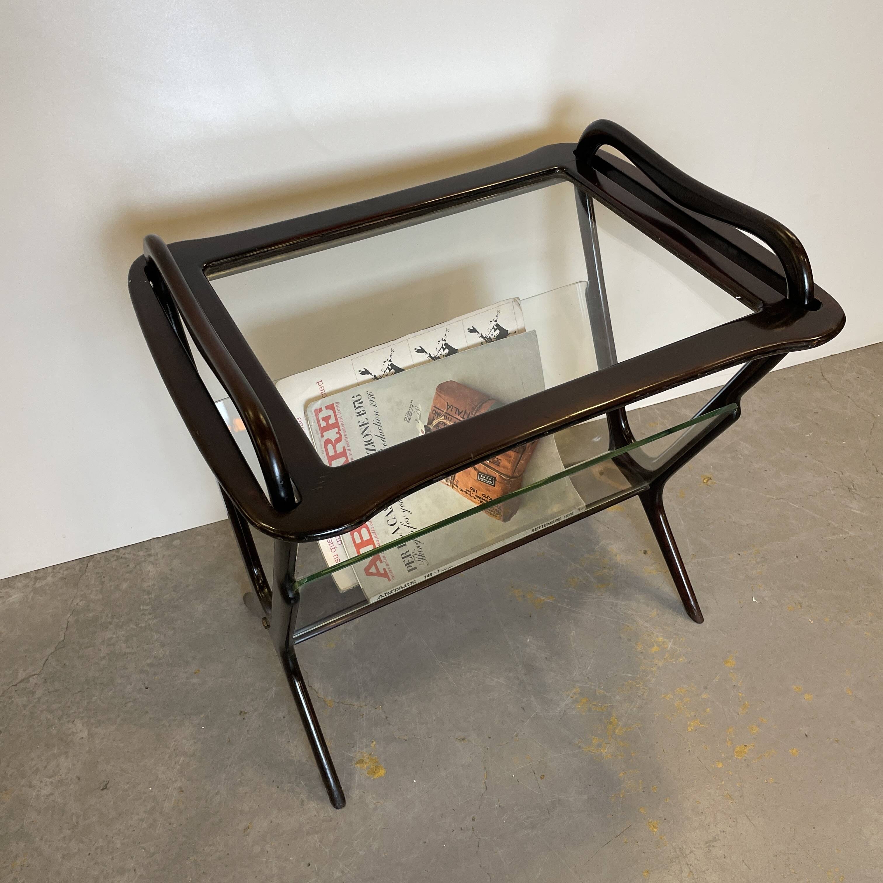 Mahogany side table & magazine holder from 1950'