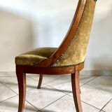 Chaise gondole en velours côtelé jaune moutarde