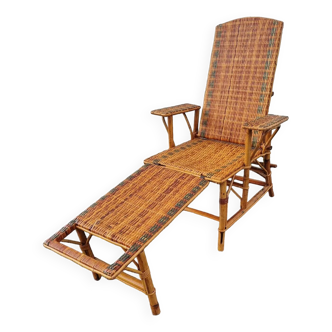 Rattan lounger Art Deco chaise longue