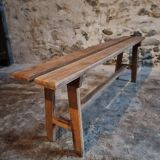Vintage French oak bench, rustic wooden bench, France 1950s.