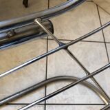 Pair of Cantilever chair design Gastone Rinaldi vintage 70 chrome steel wires