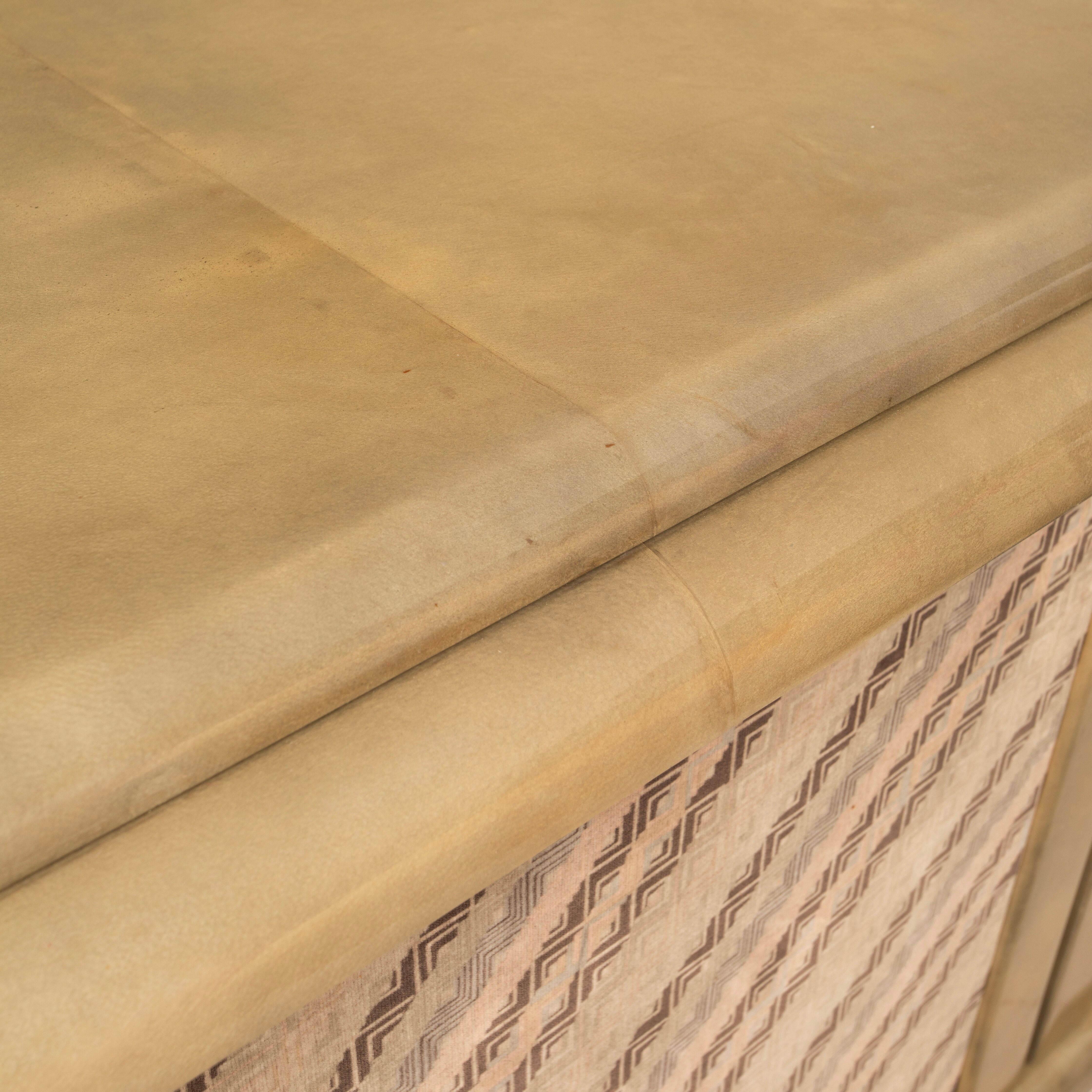 Sideboard in parchment and Missoni fabric by Angelo Mazzola for Salpol, 1980