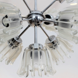 Chrome and Frosted Tulip glass candlestick by Doria