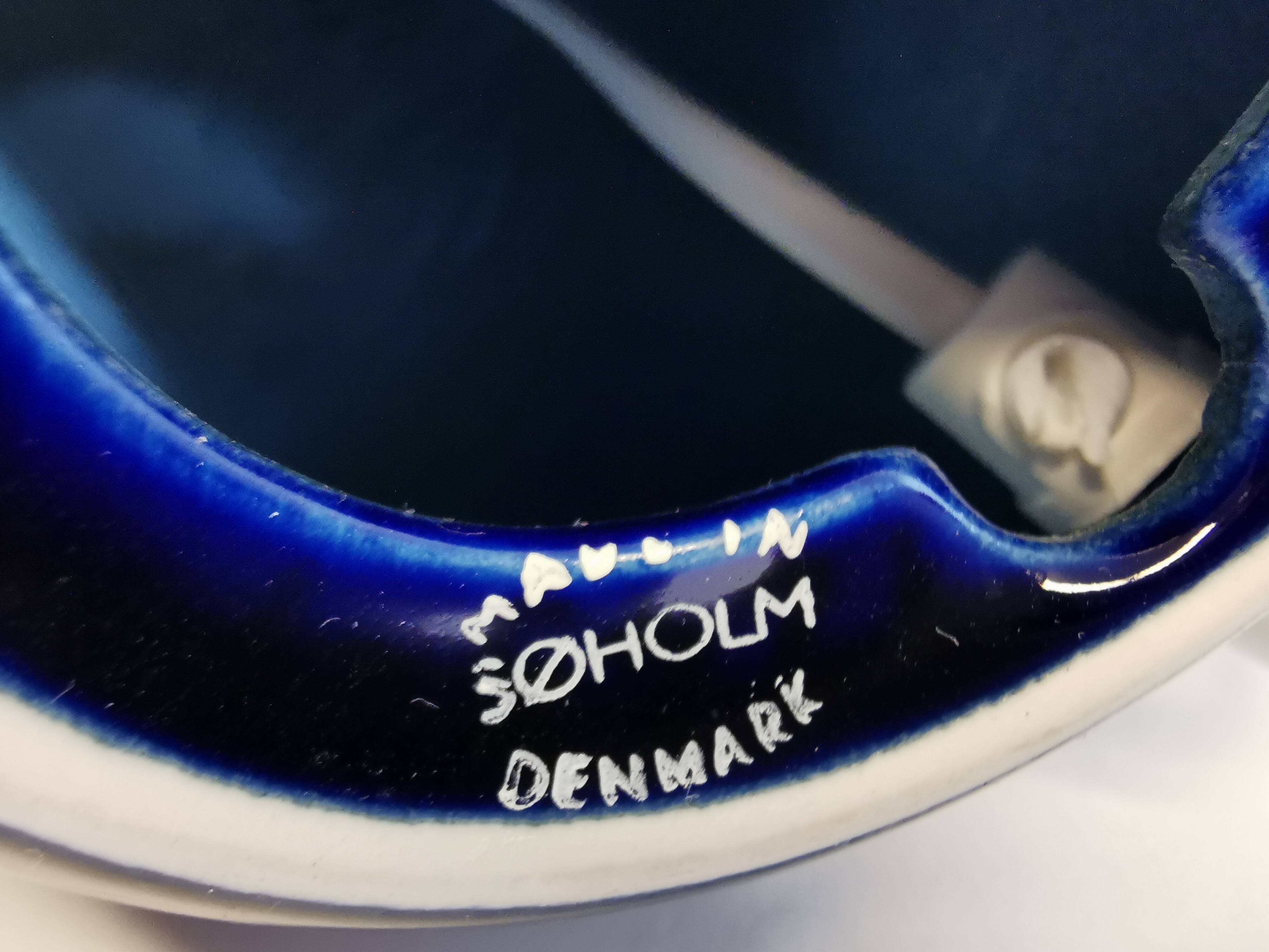 Small Table lamp in dark blue ceramic, made by Søholm ceramics Denmark.