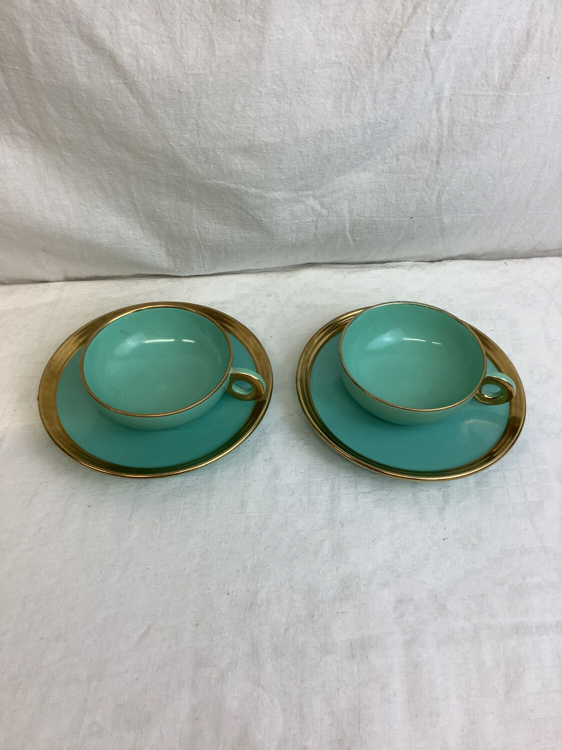 Set of 2 antique tea cups made in France