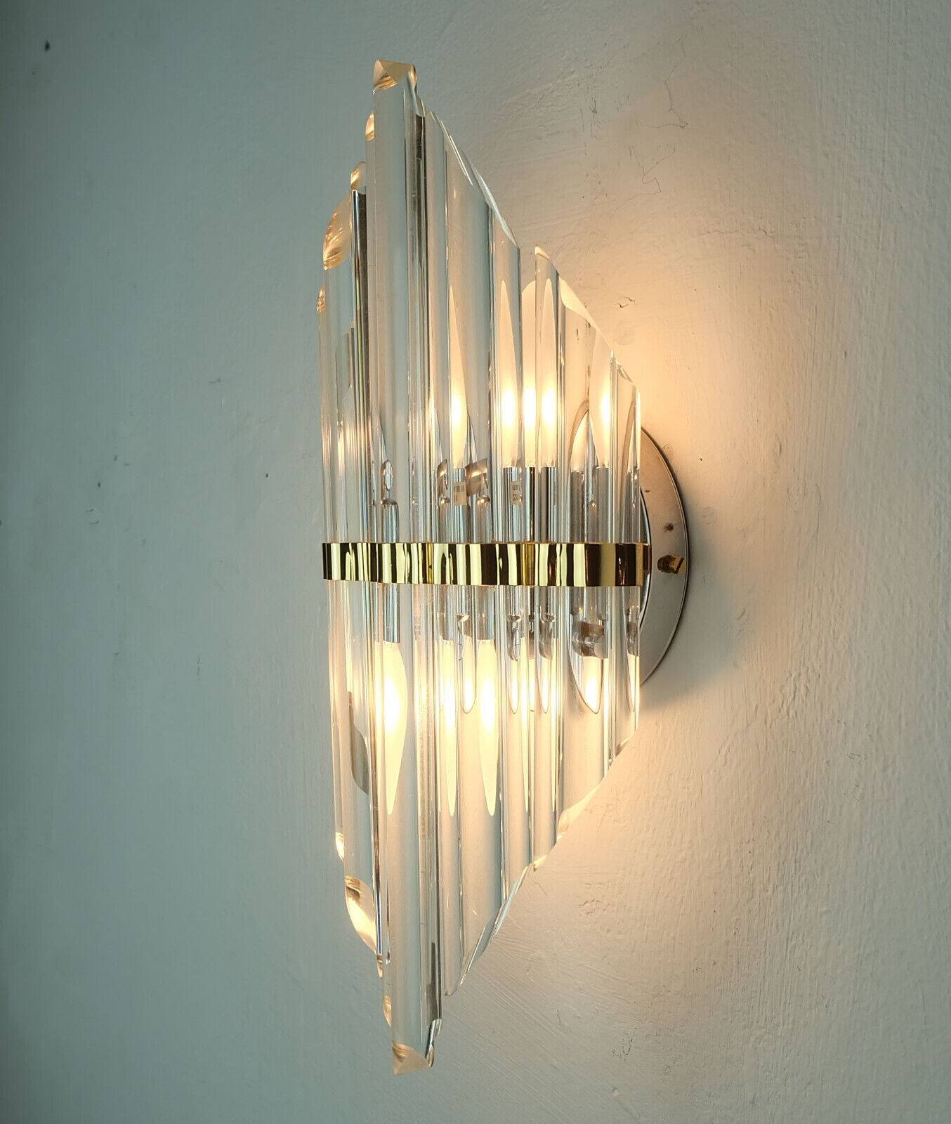 Mid century wall sconce glass rods and metal hollywood regency style