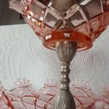 Fruit petits-fours set with two old pink corolla bowls, 19th century frame