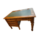 Solid wood desk and green leather writing pad