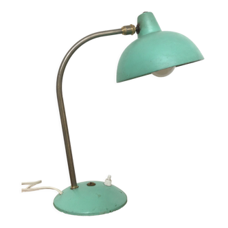 Lampe à poser d’atelier sur rotule vert d’eau design industriel 1950