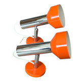 Paire d'appliques murales spot en aluminium orange seventies