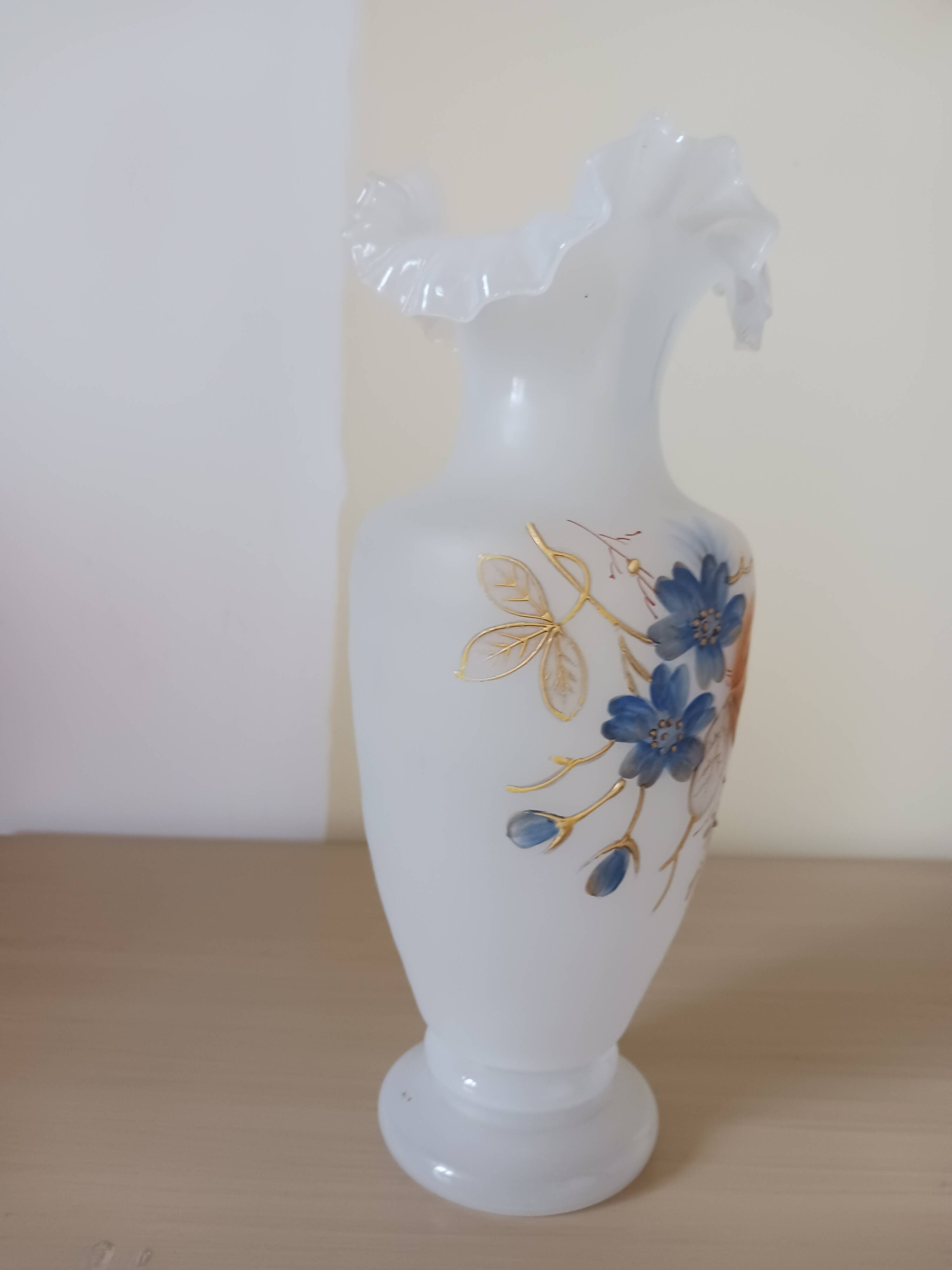 Antique vase, opalescent and floral.