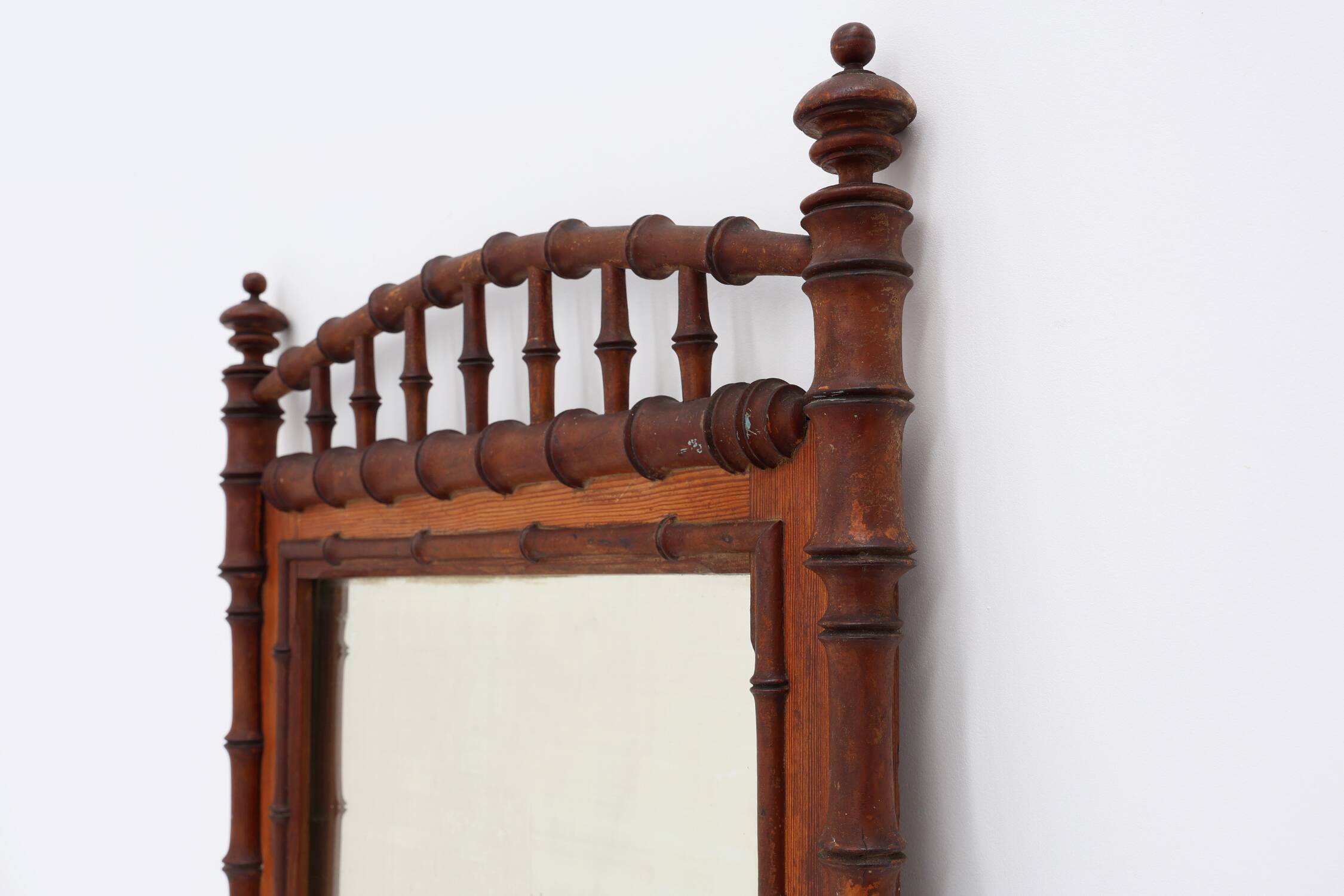 Antique 19th century faux bamboo mirror in wood, France