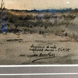 Tableau, aquarelle, paysage camarguais, signée et datée