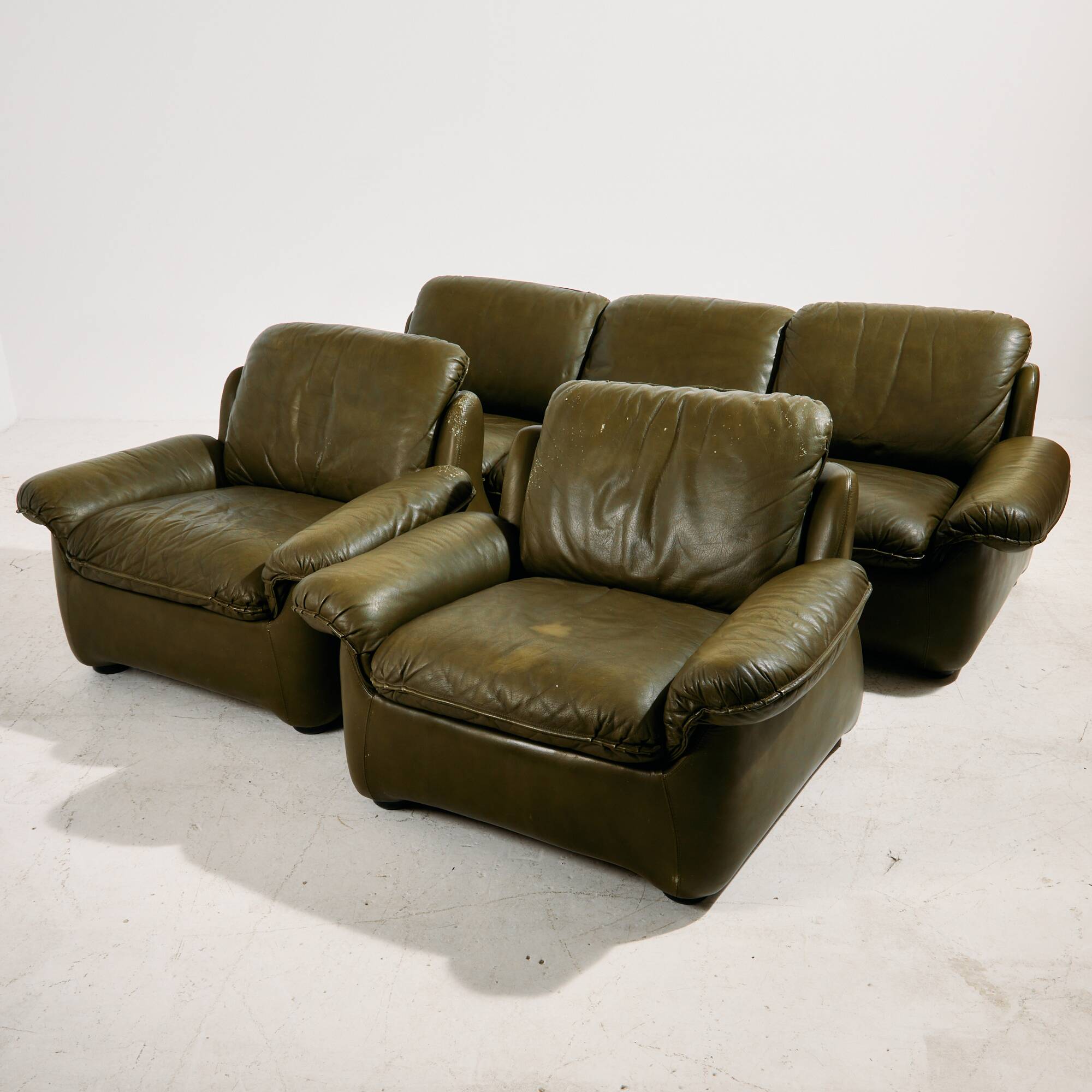 Leather sofa set, 3-piece set