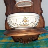 Fountain and washbasin moustier wood support carved, handmade