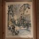 Watercolour painting of Montmartre, Place du Tertre, Paris, signed Guillery.