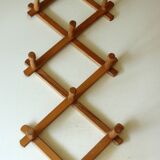 Extendable wooden ooat rack, vintage from the 1960s