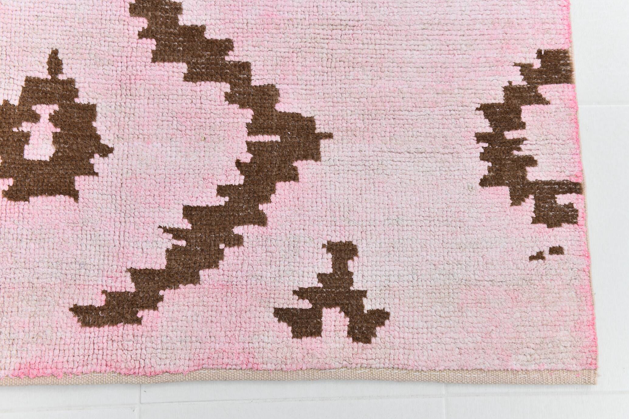 7x10 Pink Brown Modern Kilim Rug, 208x300Cm