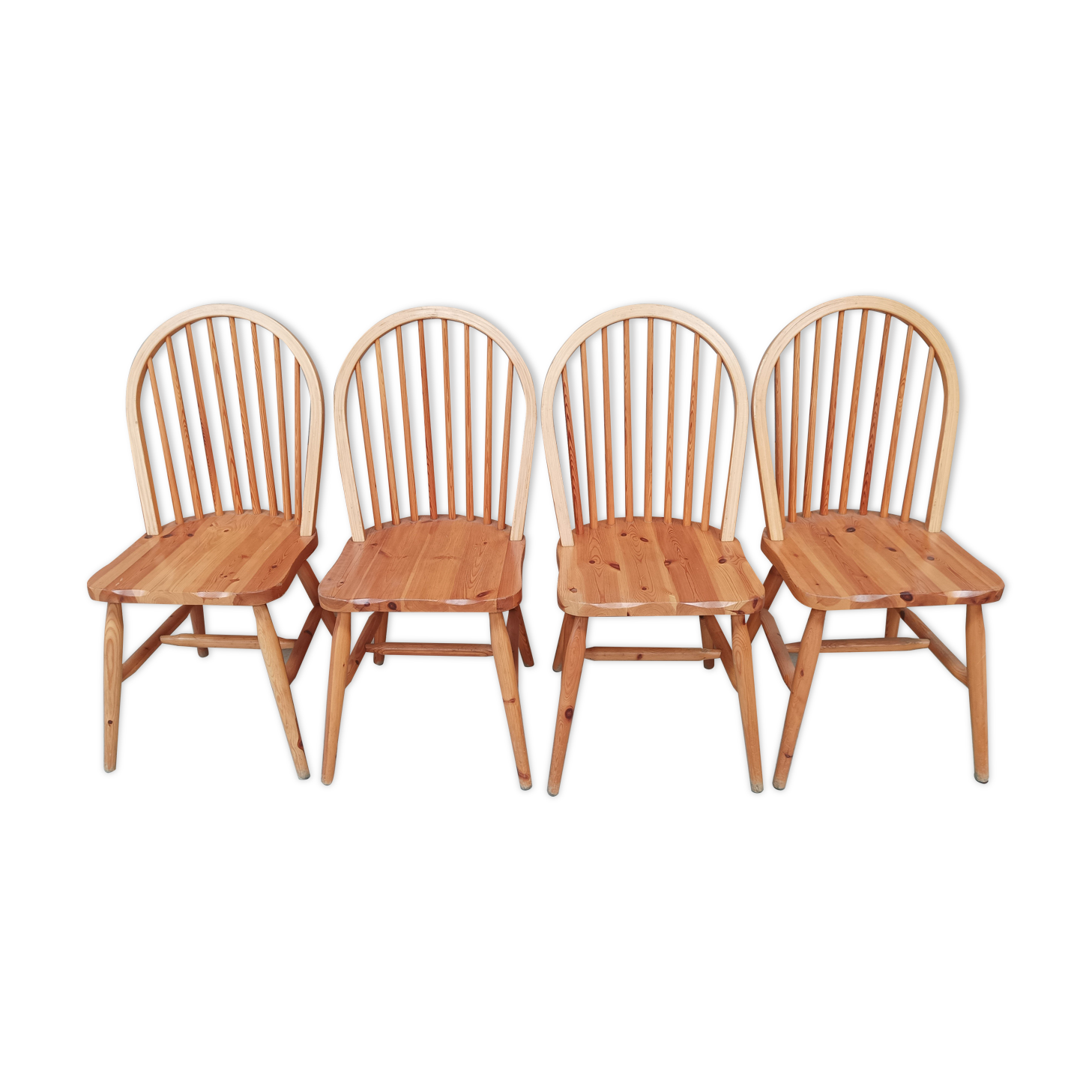 4 windsor chairs in vintage pine 1970 1980