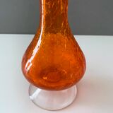 Craquelee Vase orange, Vintage Vase 70's
